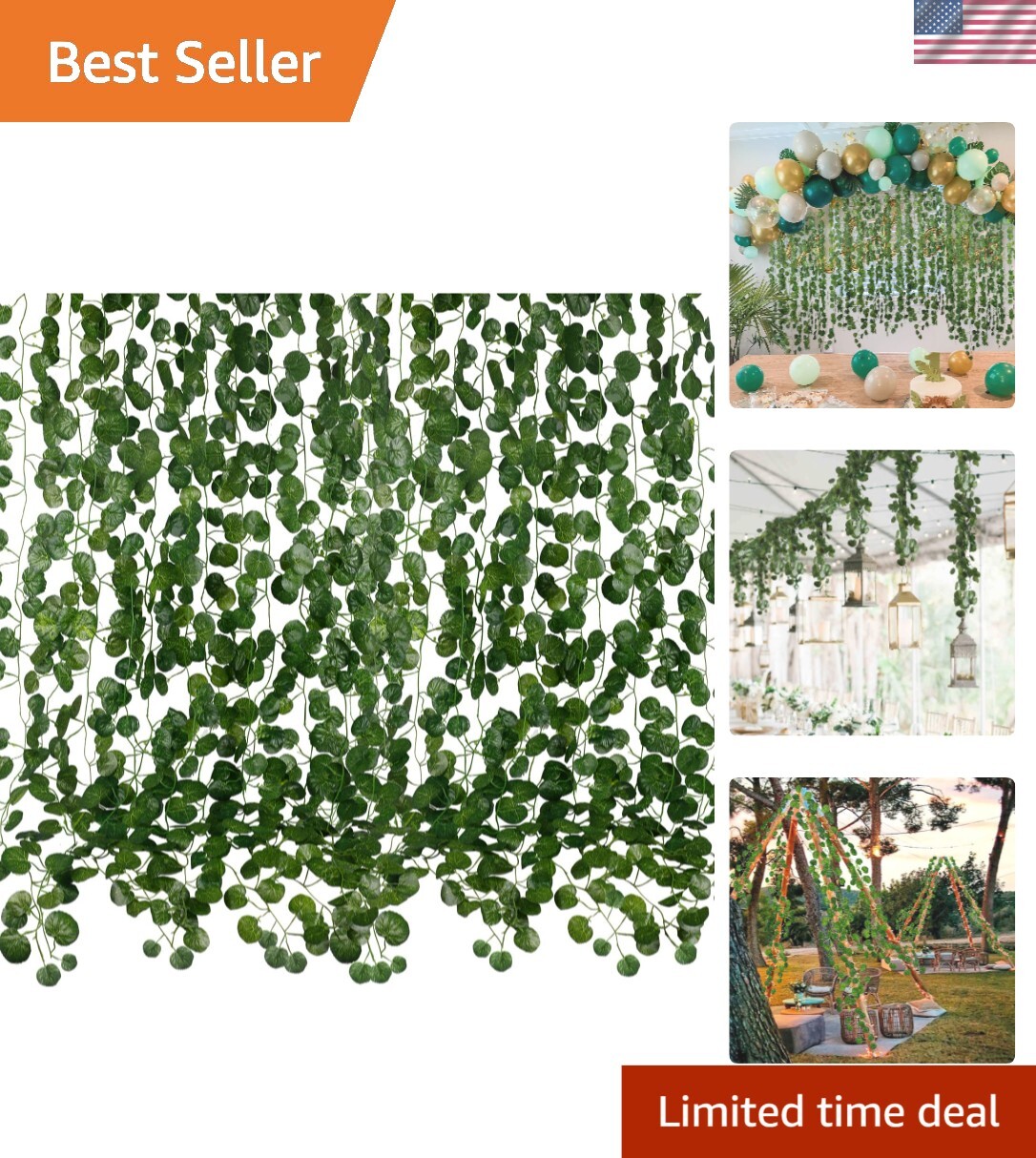 Flexible Artificial Hanging Vines – 36 Pieces for Indoor/Outdoor Decoration