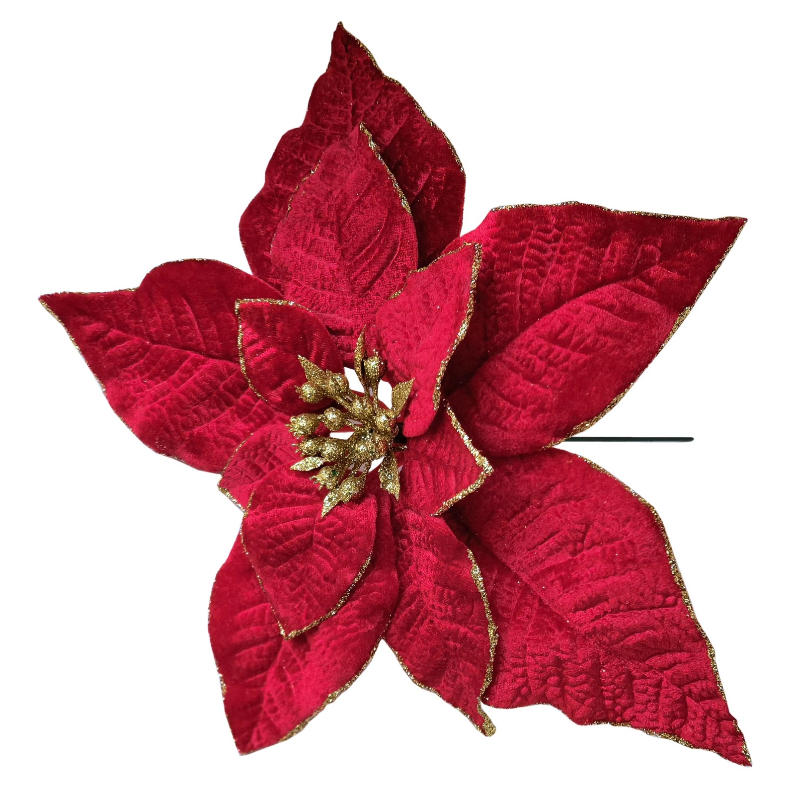 Artificial Christmas Flowers Red Velvet Poinsettia Floral Picks for Christmas…