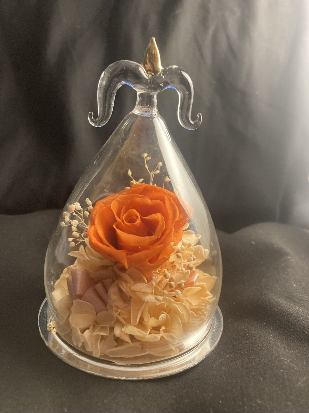 Zodiac Forever Rose Aries. Real Rose In Glass Dome Dipped In Gold Version