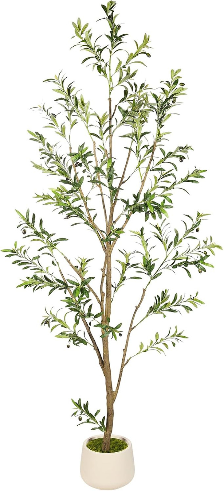 9FT Tall Faux Olive Tree with White Planter – Lifelike Indoor Decor