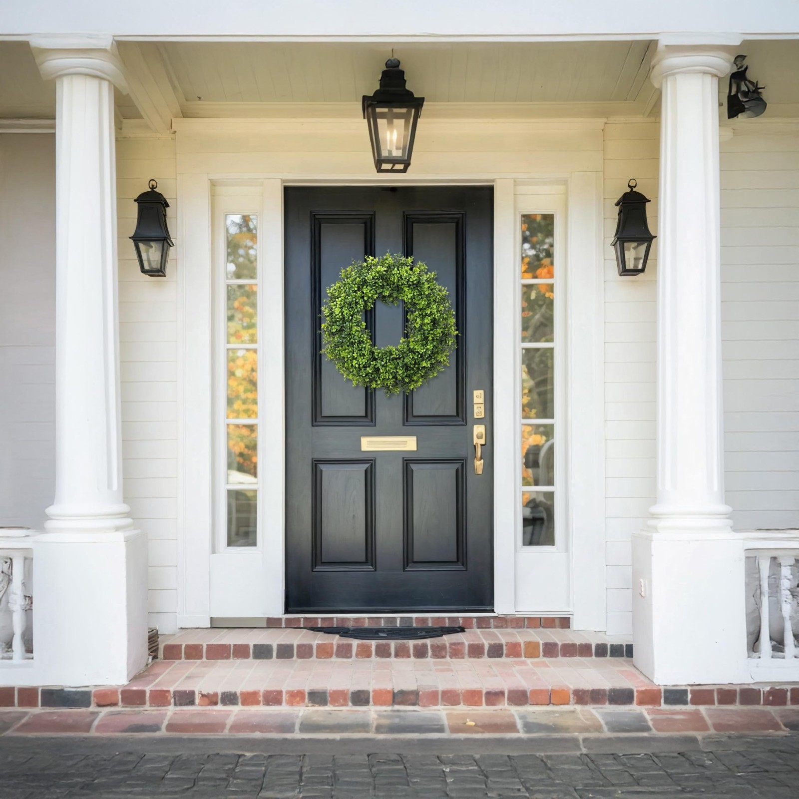 20″ Artificial Boxwood Wreath – All Season Green Decor for Door, Wall, Indoor/Ou