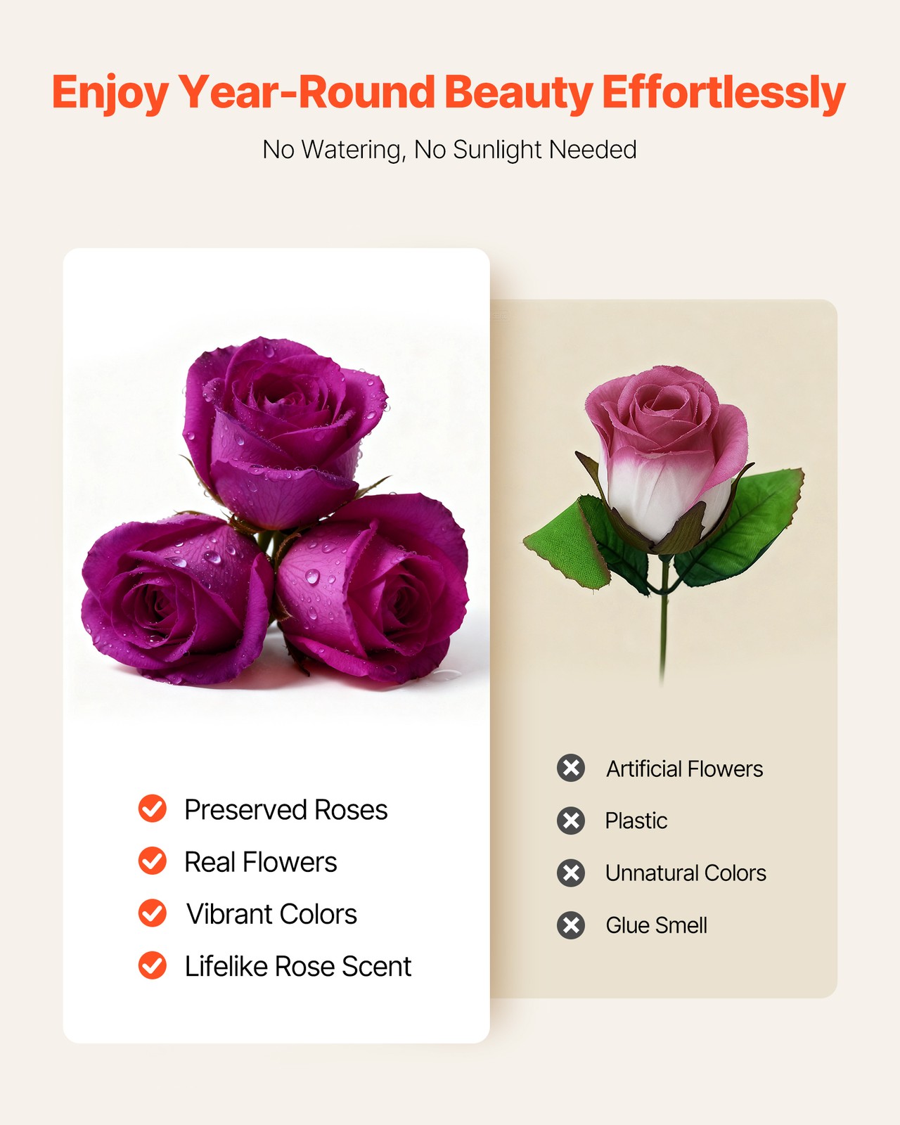 VEVOR Forever Flowers 27 Preserved Roses Heart Box Eternal Bouquet Purple