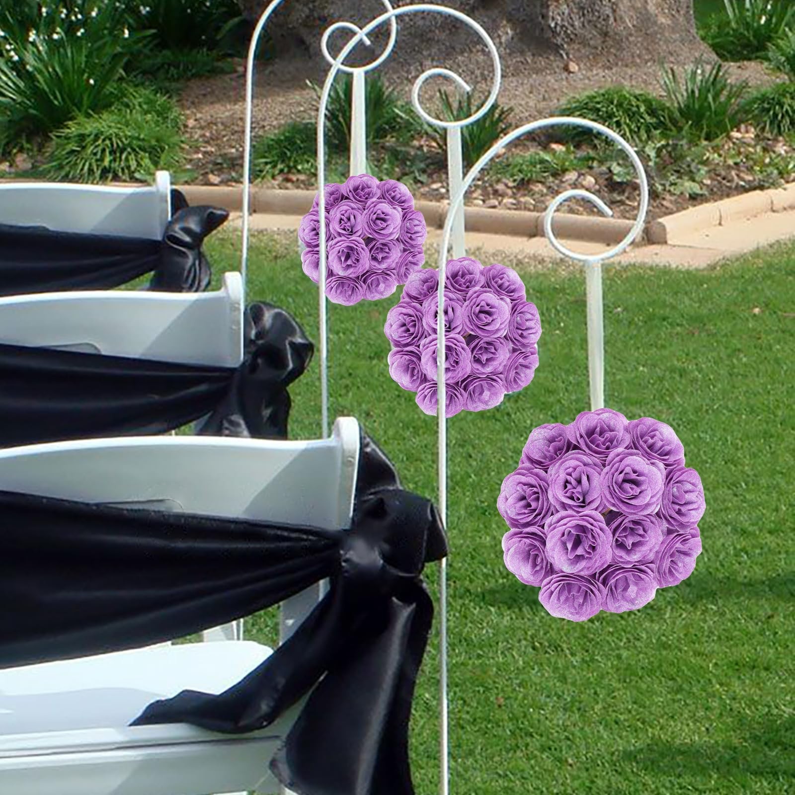 Rzoukler 30PCS Purple Glitter Roses Artificial Flowers Fake 12 inches,