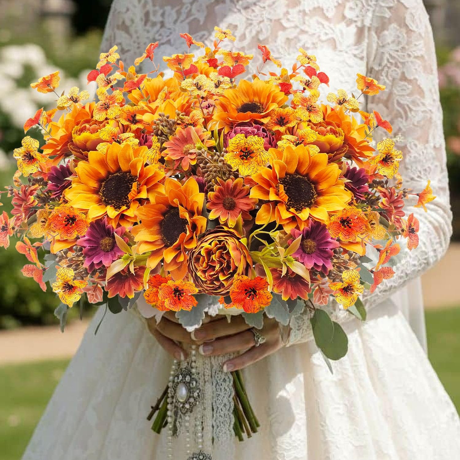 6 Bundles Artificial Fall Flowers Bouquet with Daisy, Set 2