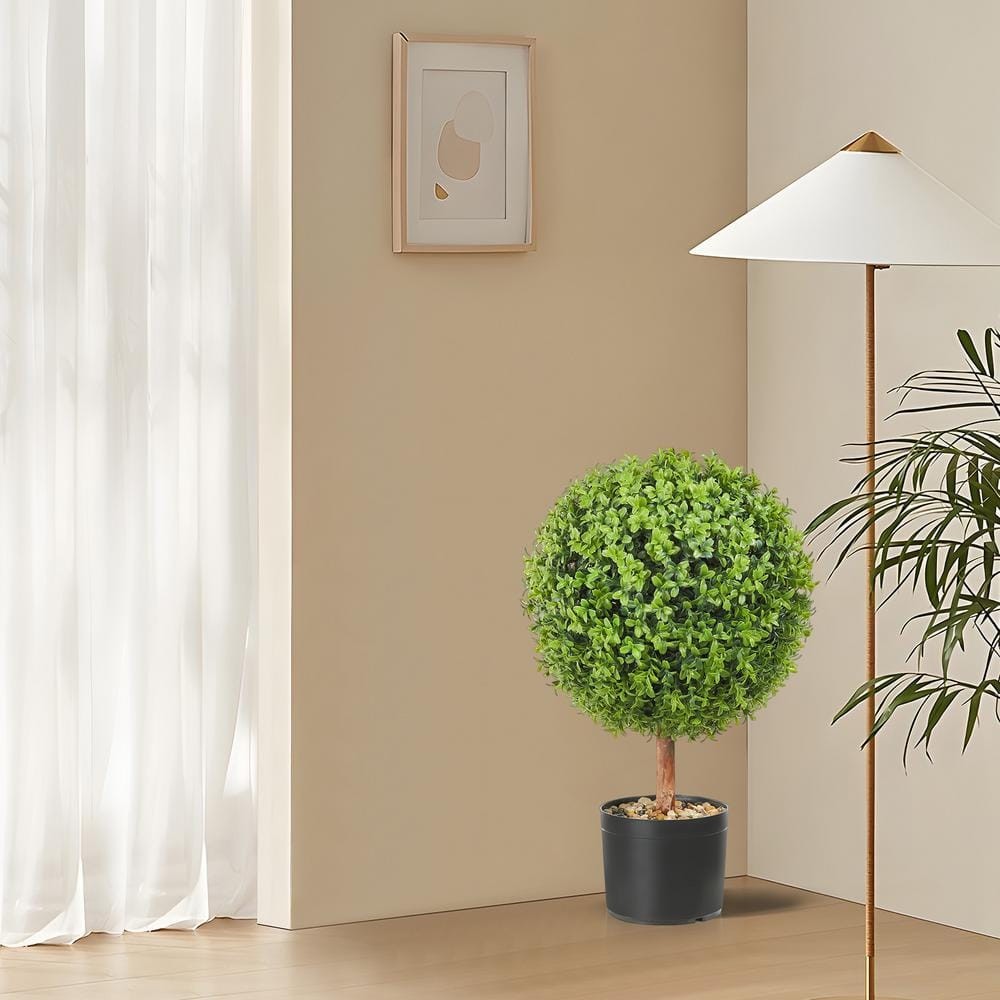 VEVOR 22 in. Green Boxwood Topiaries Ball-Shape Plant, 2-Piece