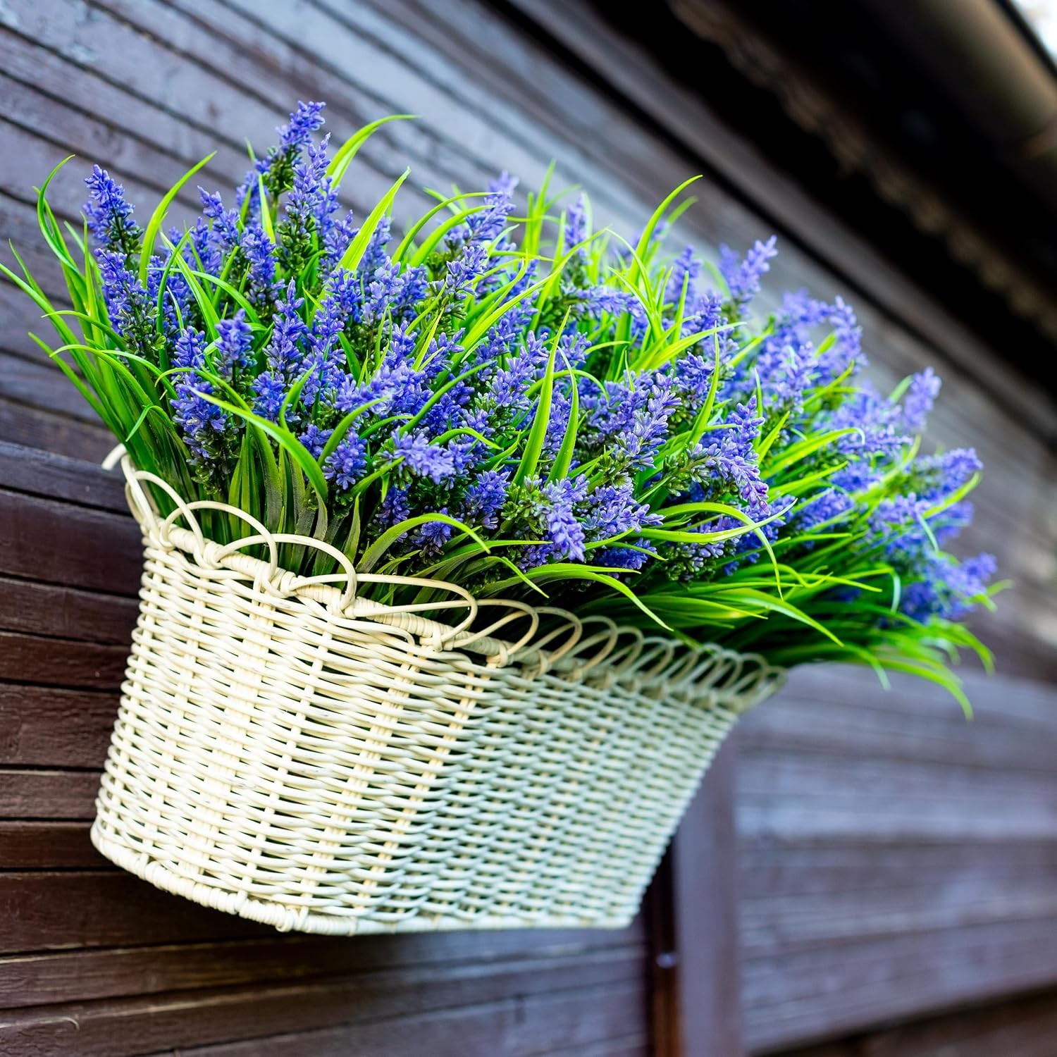 Artificial Flowers Outdoors Decorations 20 Bundles Fake Lavender Monkey Grass UV
