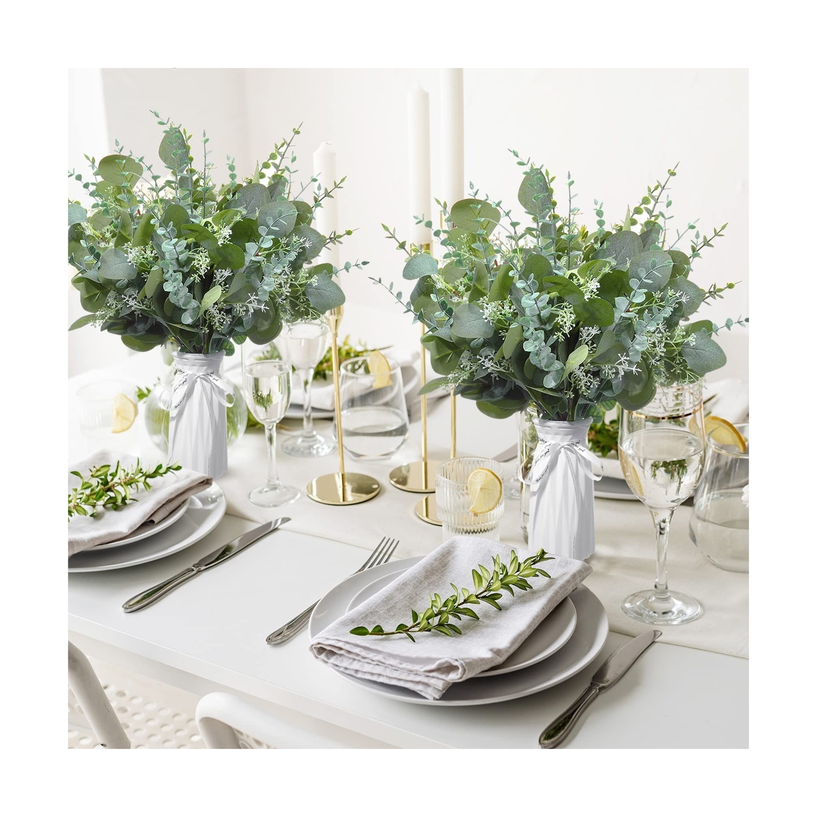 Tigeen Mixed Eucalyptus Leaves Stems Bulk Silver Dollar Artificial Greenery L…
