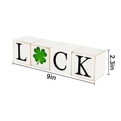 Decorative Signs, 4Pcs St. Patrick’s Day Wooden Signs, White Faded Paint,