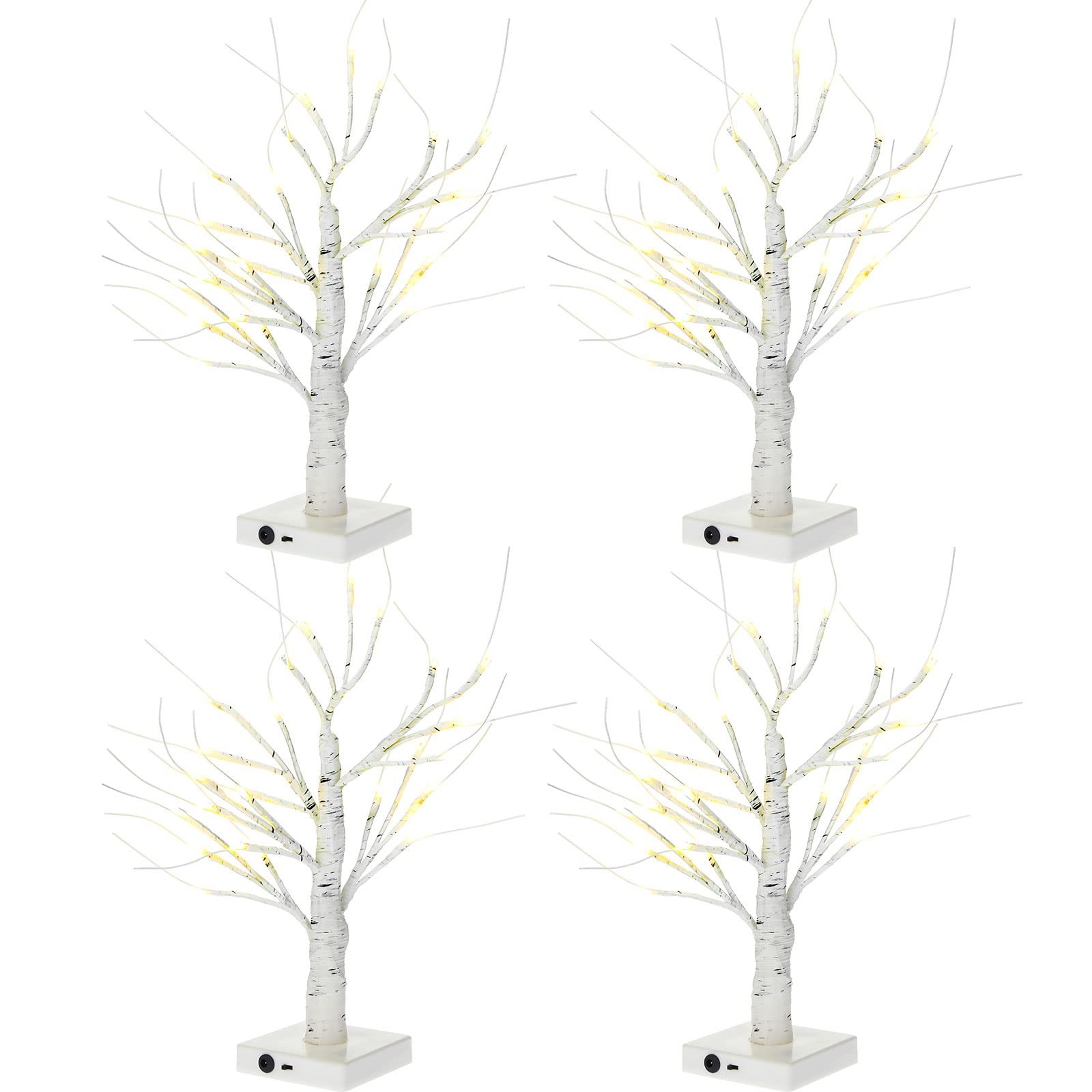4 Pcs Birch Tree with LED Lights Christmas Wedding Decorations Tabletop Light…