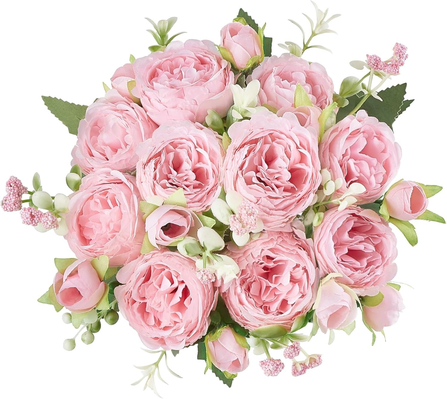 Artificial Peonies Silk Flowers Faux Bouquet Pink for Home, Wedding & Party Deco