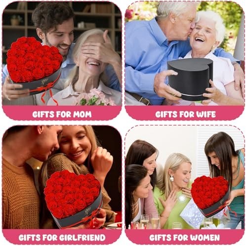 27 Fresh Preserved Roses in Heart Box – Eternal Real Flowers for Her, Anniversar
