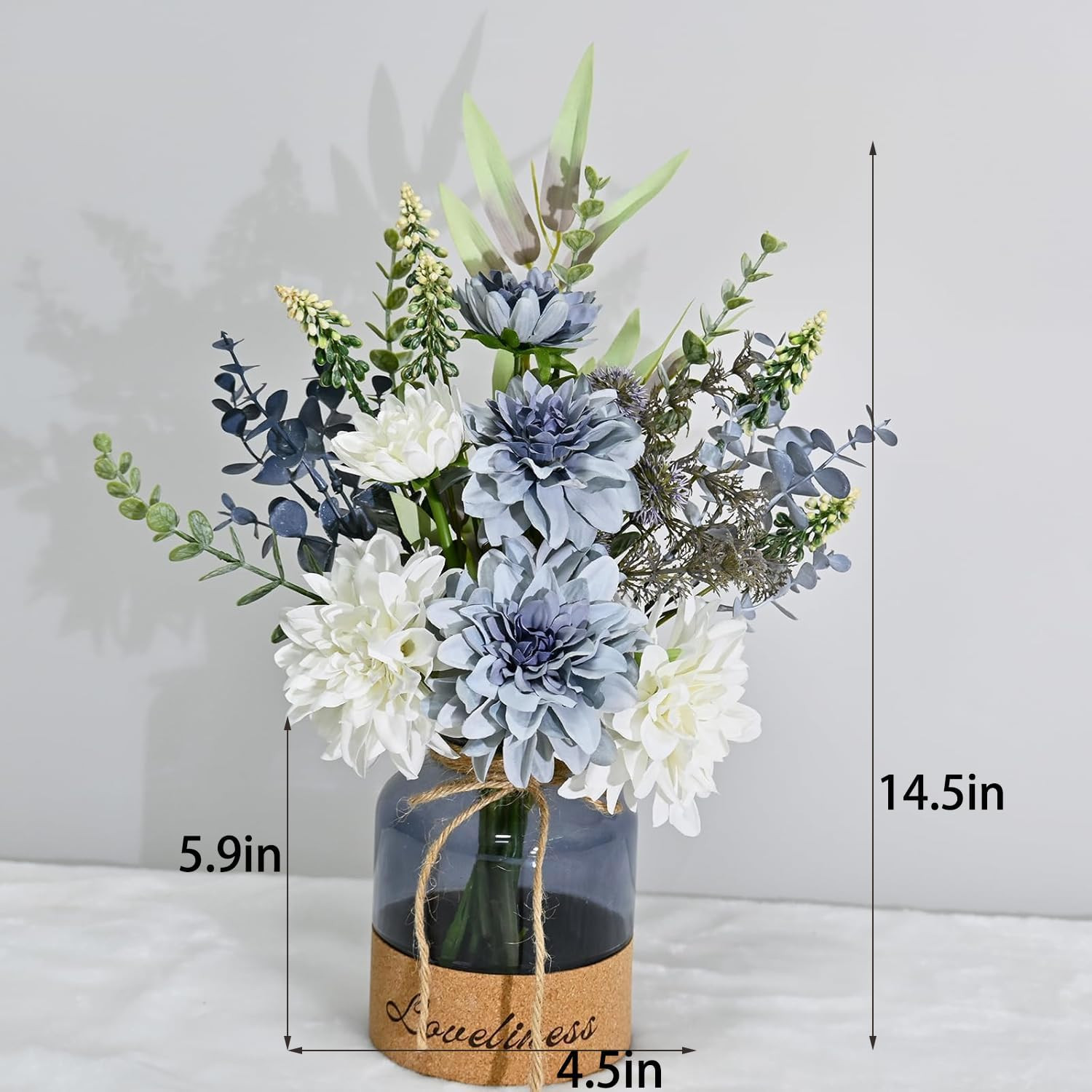 Silk Dahlia Flower Arrangement in Vase for Home, Office & Kitchen Decor