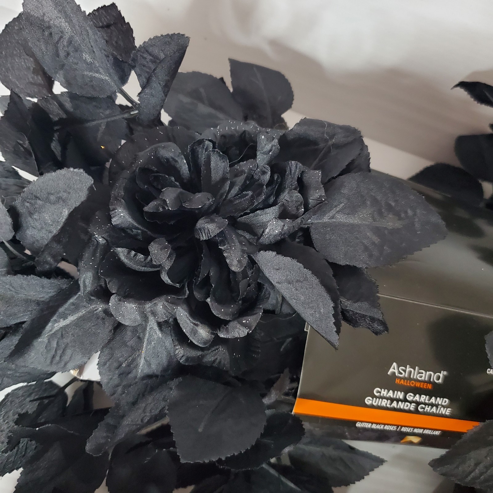 Ashland Halloween Gothic Chain Garland Glitter Black Rose 6ft Each Lot Set Of 8