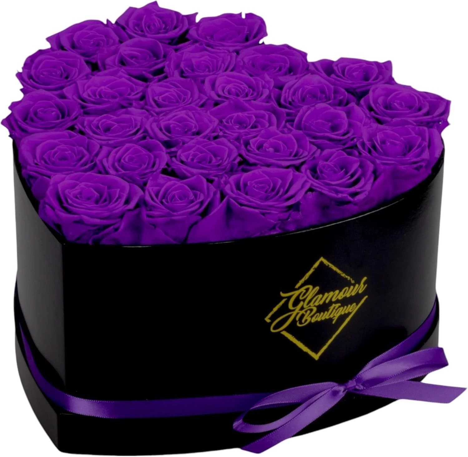 27 Eternal Preserved Roses Gift in Purple Heart Box – Maintenance-Free Splendor