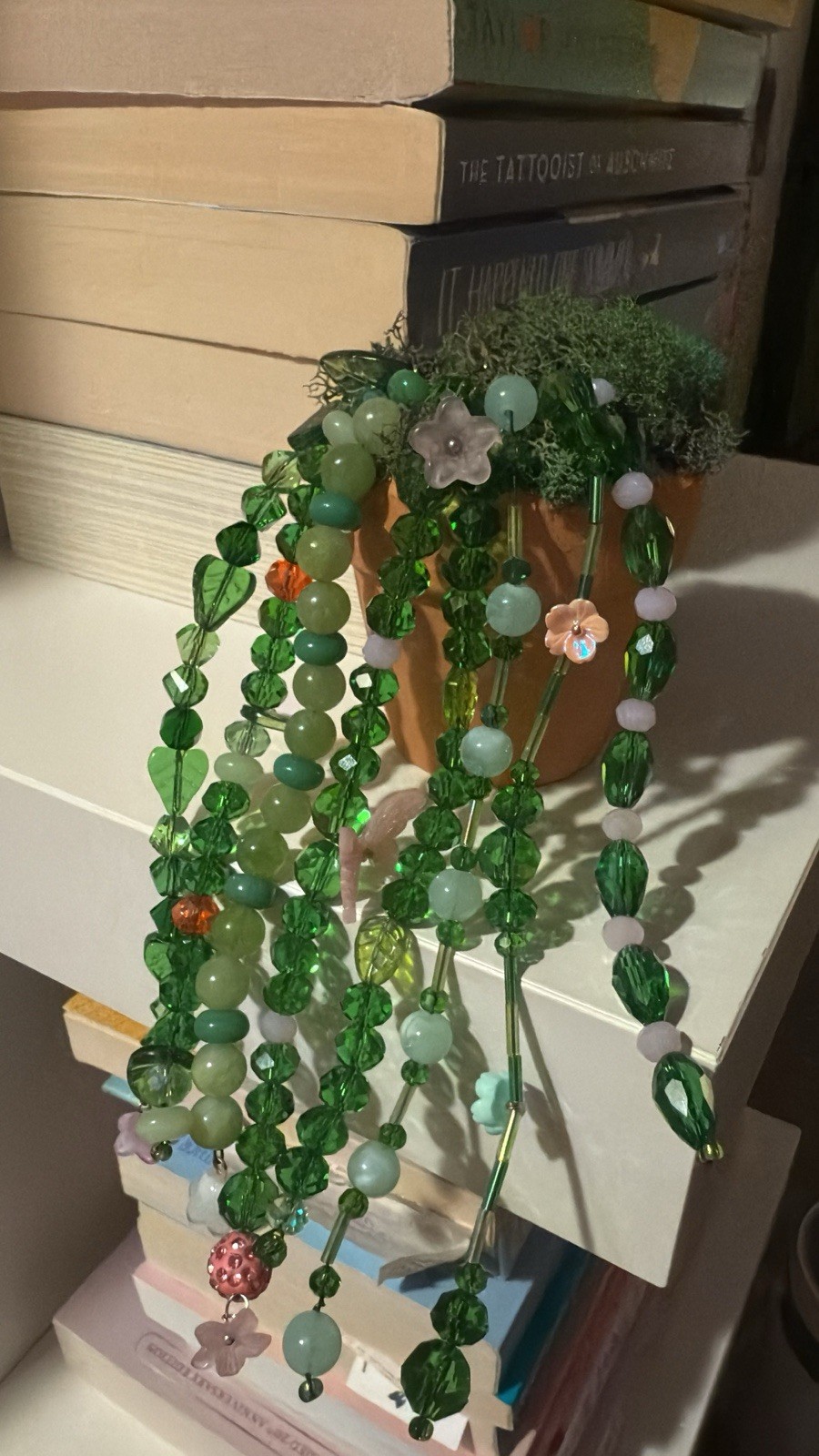 Green Beaded Forever Plant Shelf Decor