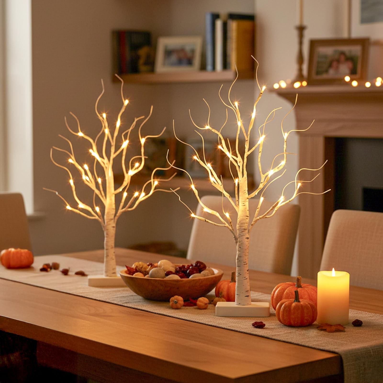 Birch Tree with Led Lights, White Christmas Tree, Lighted Mini Small Artifici…