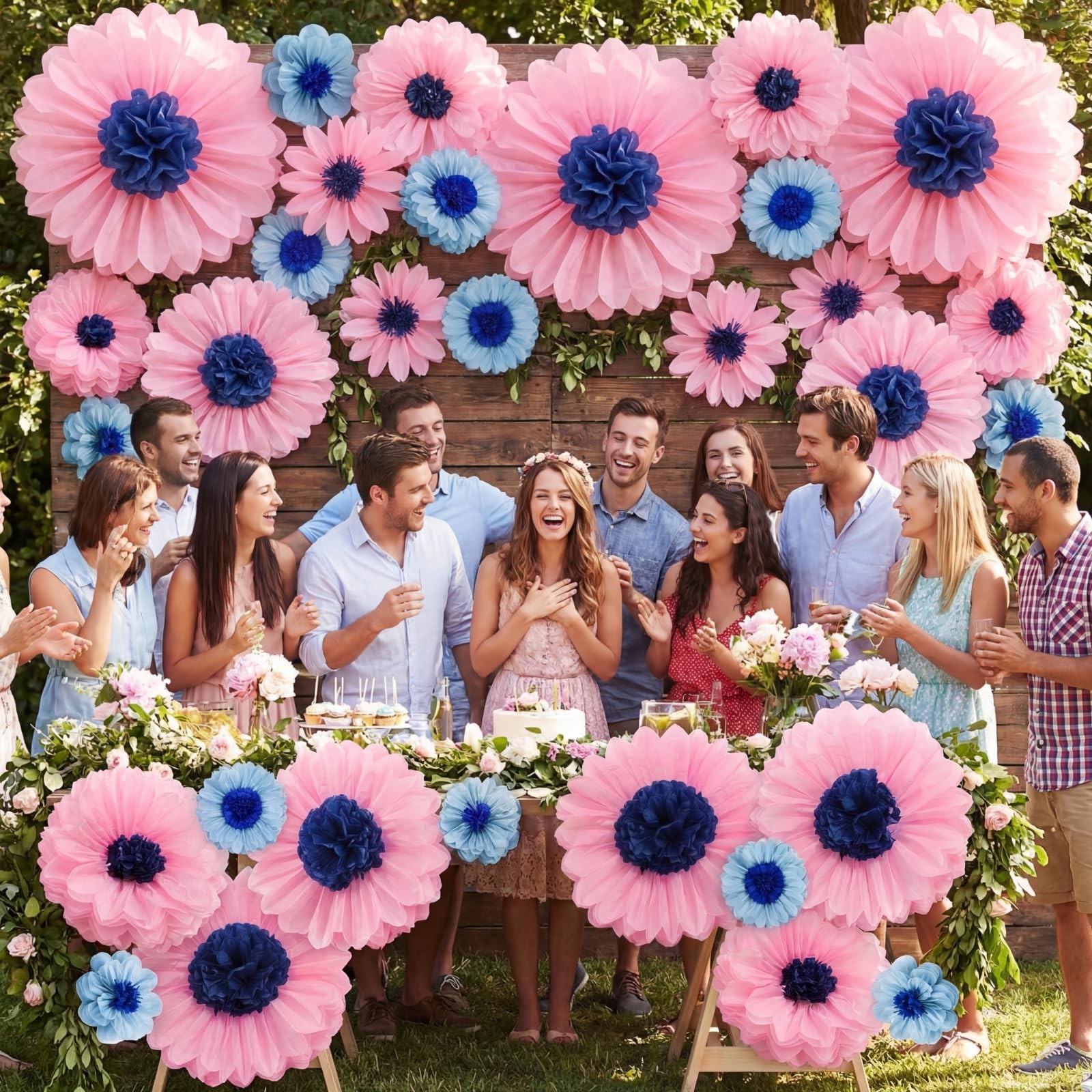 36 Pack Dusty Blue Tissue Paper Flowers Decoration 1024 Inch Pom Poms