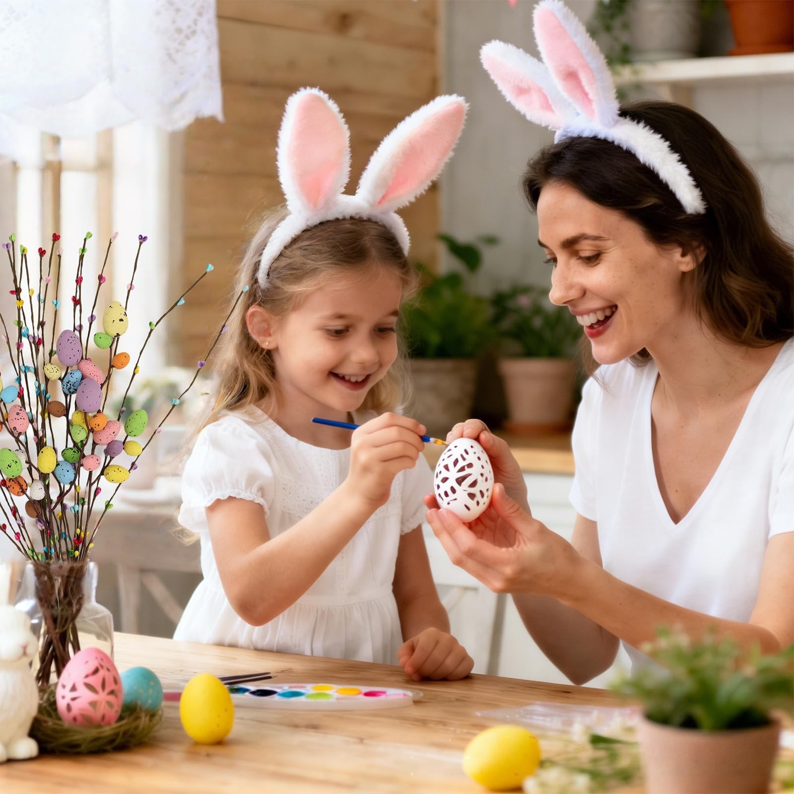 26Pcs Easter Decorations for Home – Faux Vine with Berries and Easter Eggs Pi…