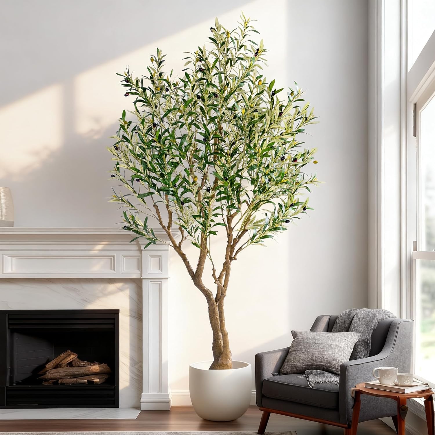 6ft Faux Olive Tree with Pot & Moss Artificial Olive Plant Fake Olive Tree