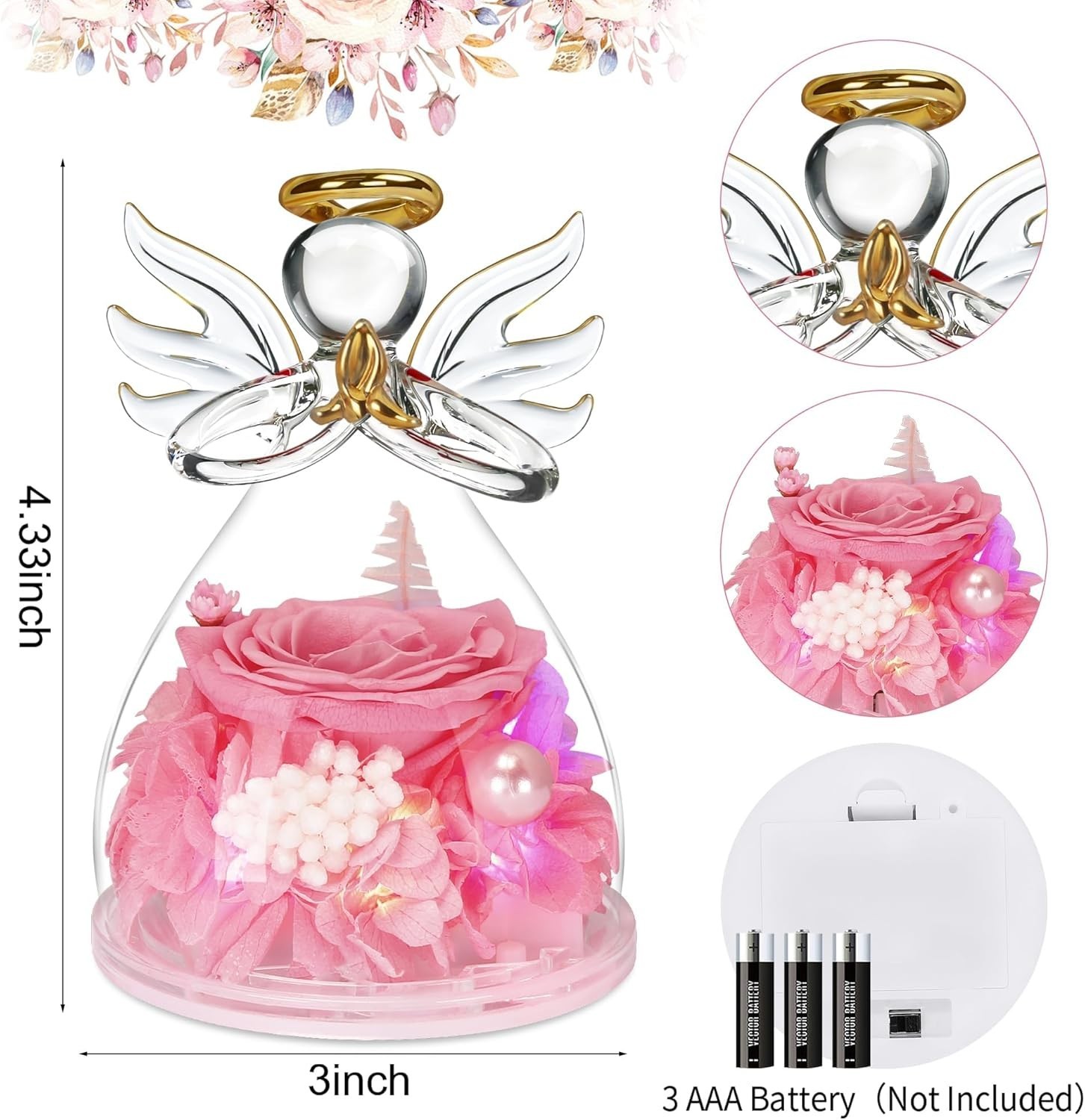 Heartfelt Angel Rose Gifts – Light-Up Glass Figurines for Women, Moms, & Sisters