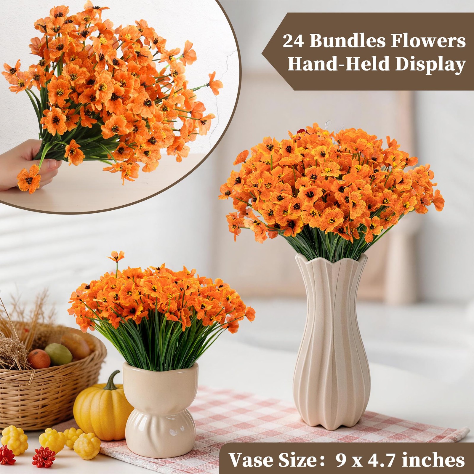 ColoPlay Artificial Mums for Outdoors, 24 Bundles Fake Flowers Fall Decor | F…