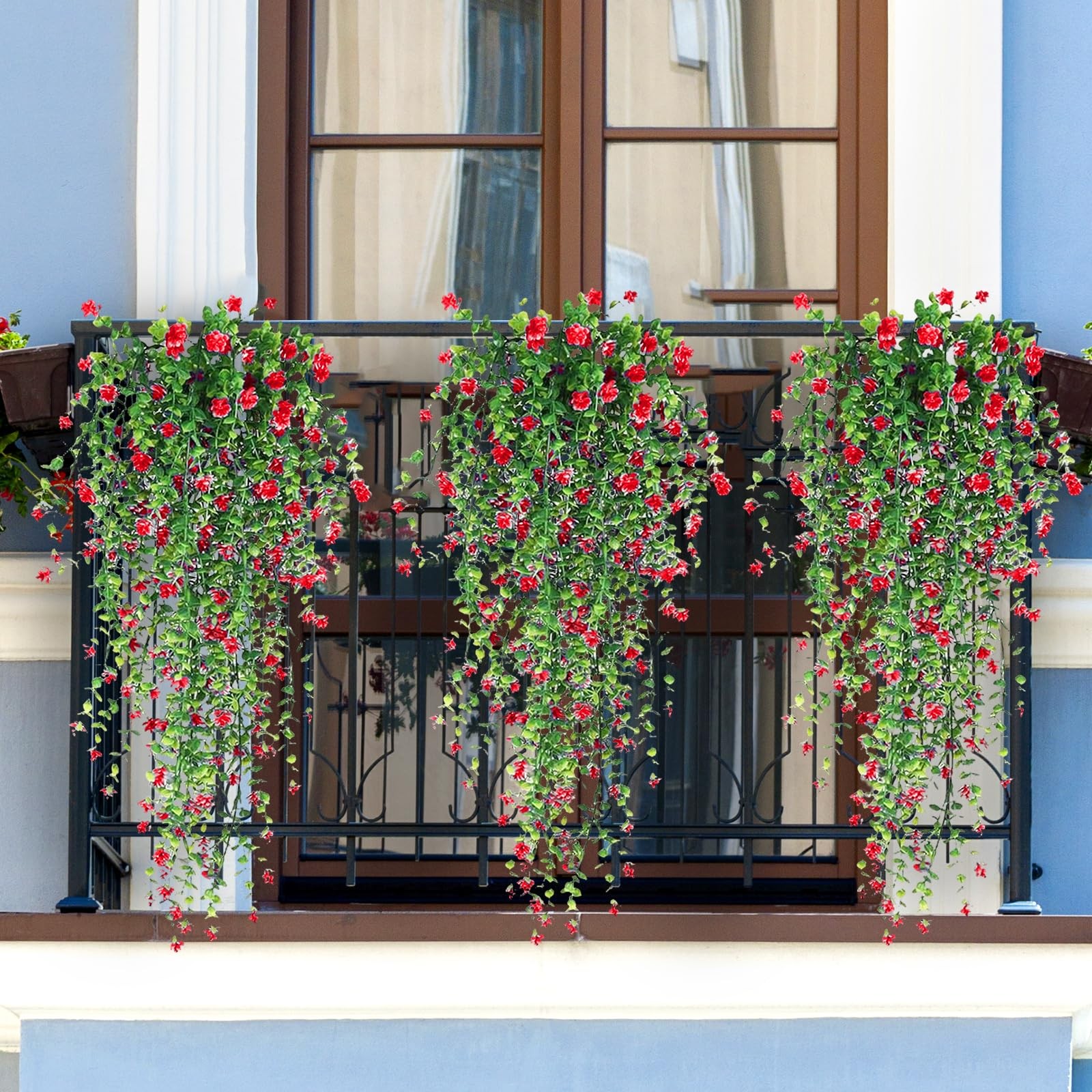 Artificial Hanging Flowers, 3 Pcs Fake Hanging Plants Artificial Vines for Ou…