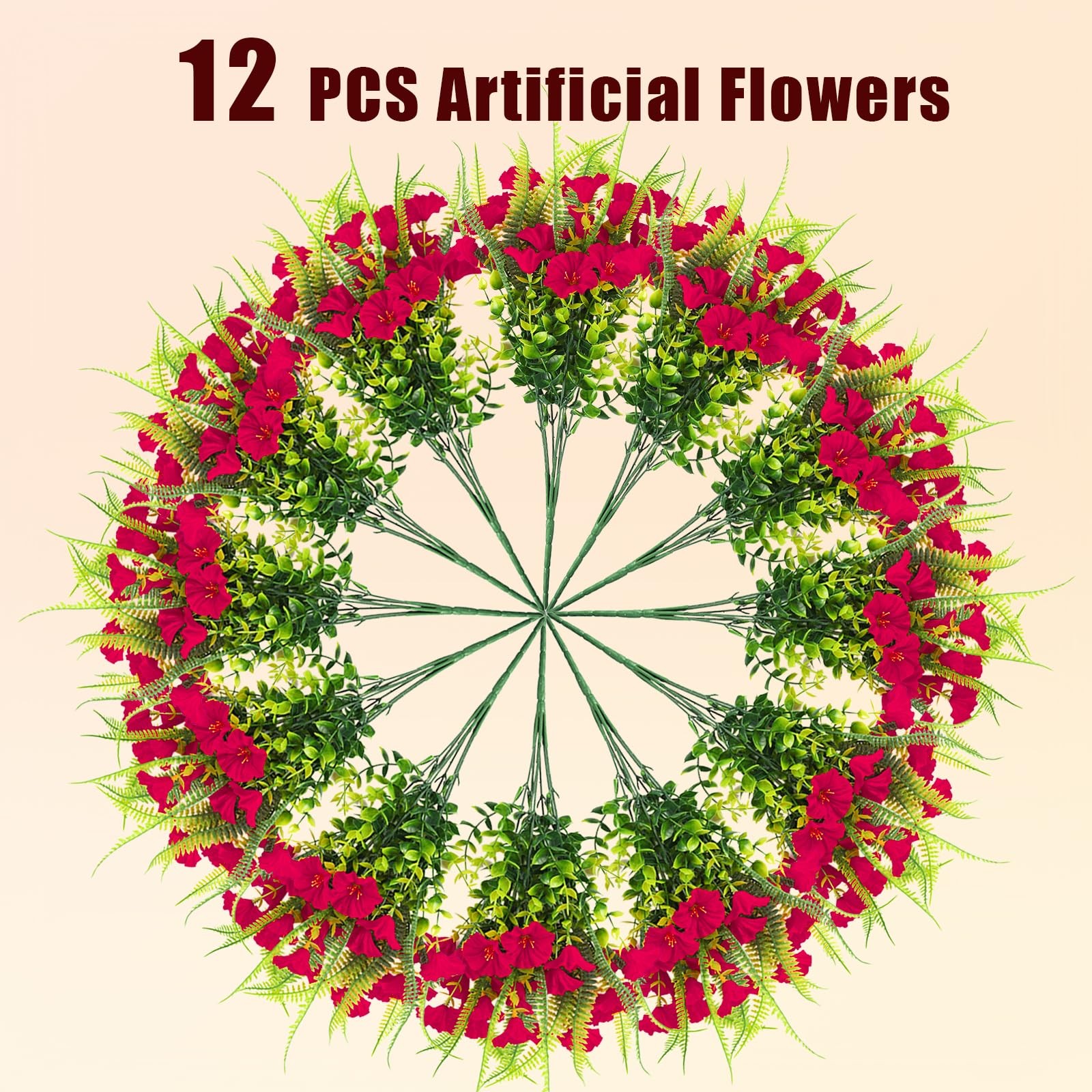 Artificial Flowers for Outdoors 12 Bundles Artificial Petunias Fake Flowers U…