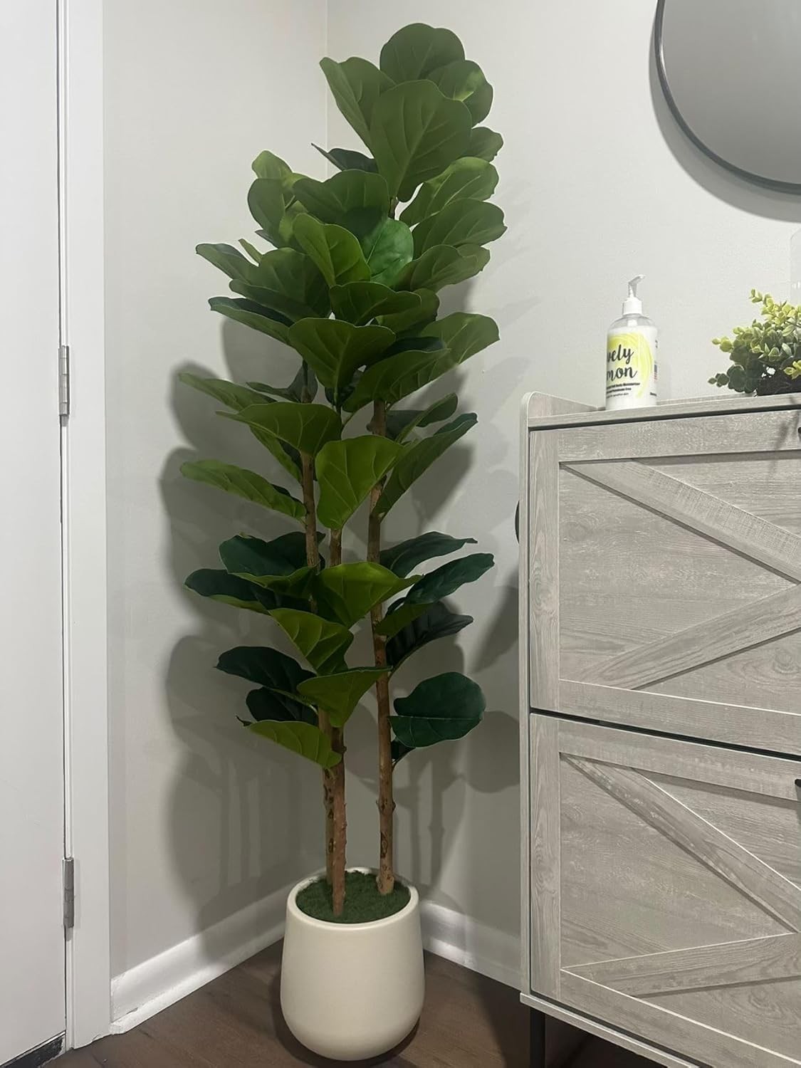 5FT Artificial Fiddle Leaf Fig Tree ,Tall Fake Plant Artificial Tree ,Home Decor