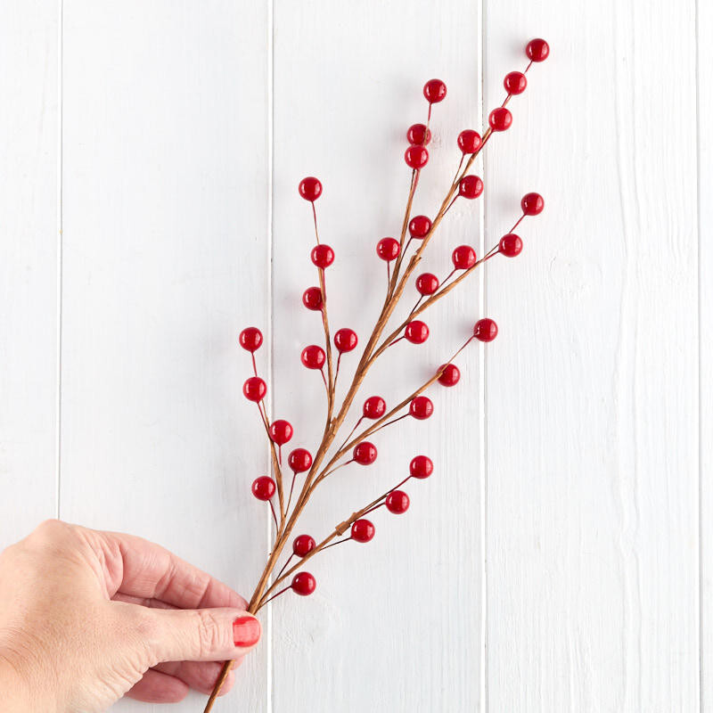 Group of 12 Red Hand Wrapped Artificial 18″ Berry Sprays