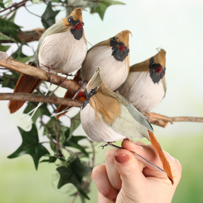 Set of 12 Artificial Plump Female 4-1/2″ Long Cardinal Birds
