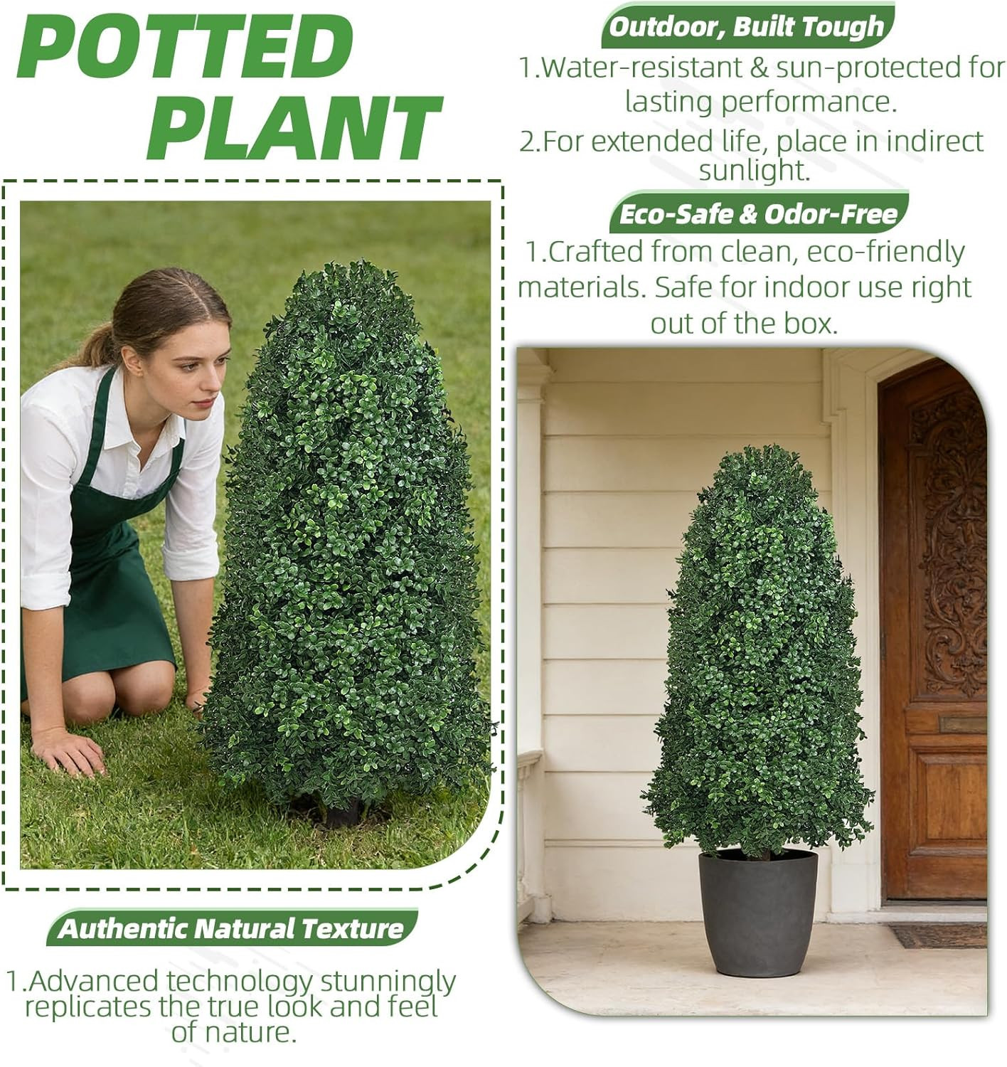 UV-Resistant Boxwood Topiary Bush 2-Pack – 3FT Outdoor Decor