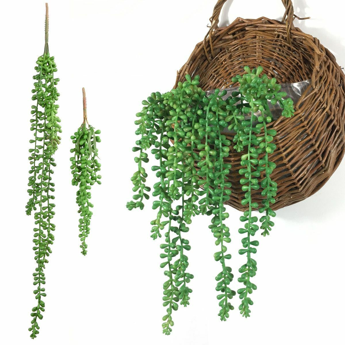 24inch Artificial Hanging Plant Fake Vine Succulents String of Pearls Home Decor