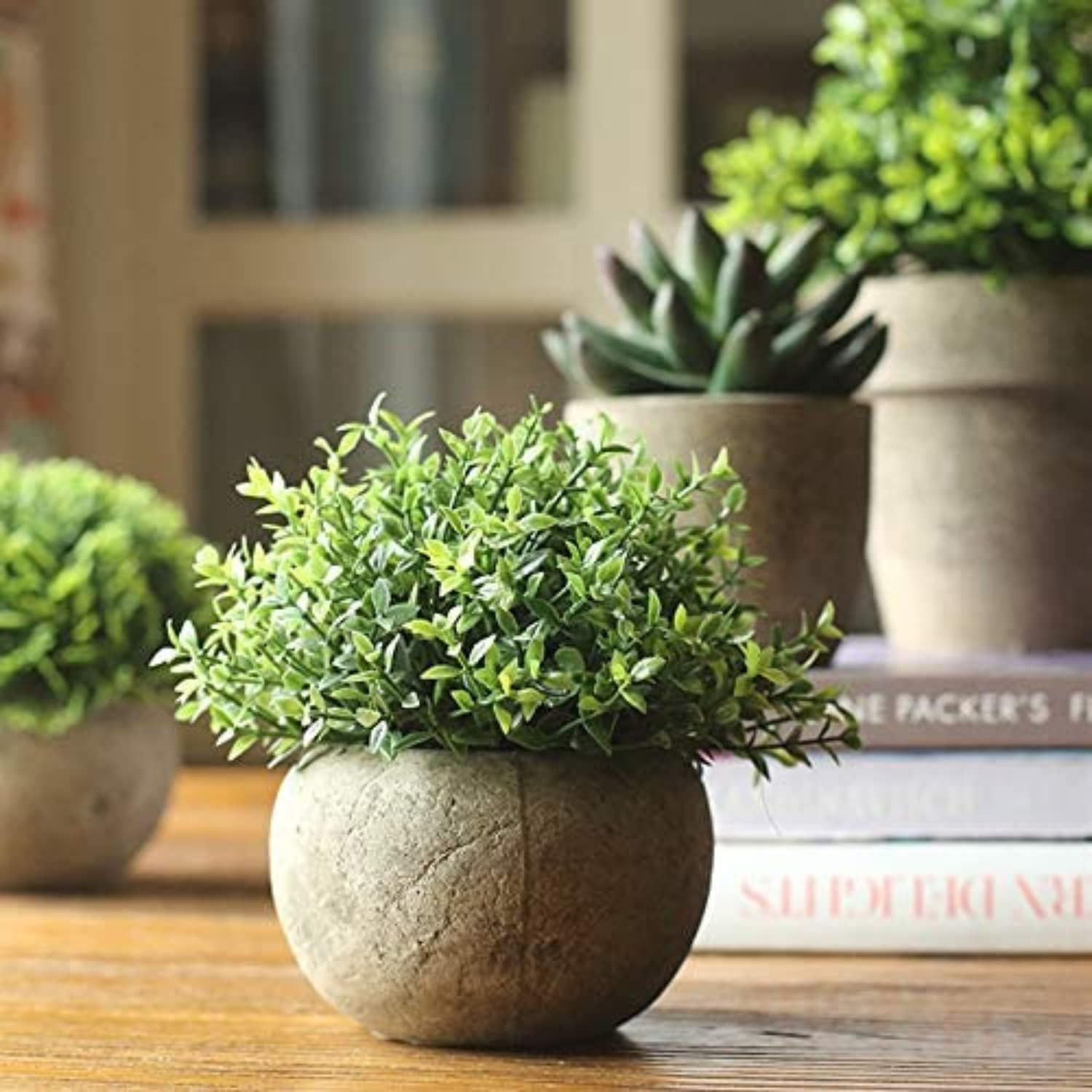 Mini Sage Green Potted Boxwood Topiary Artificial Plants for Home Decor Indoo…