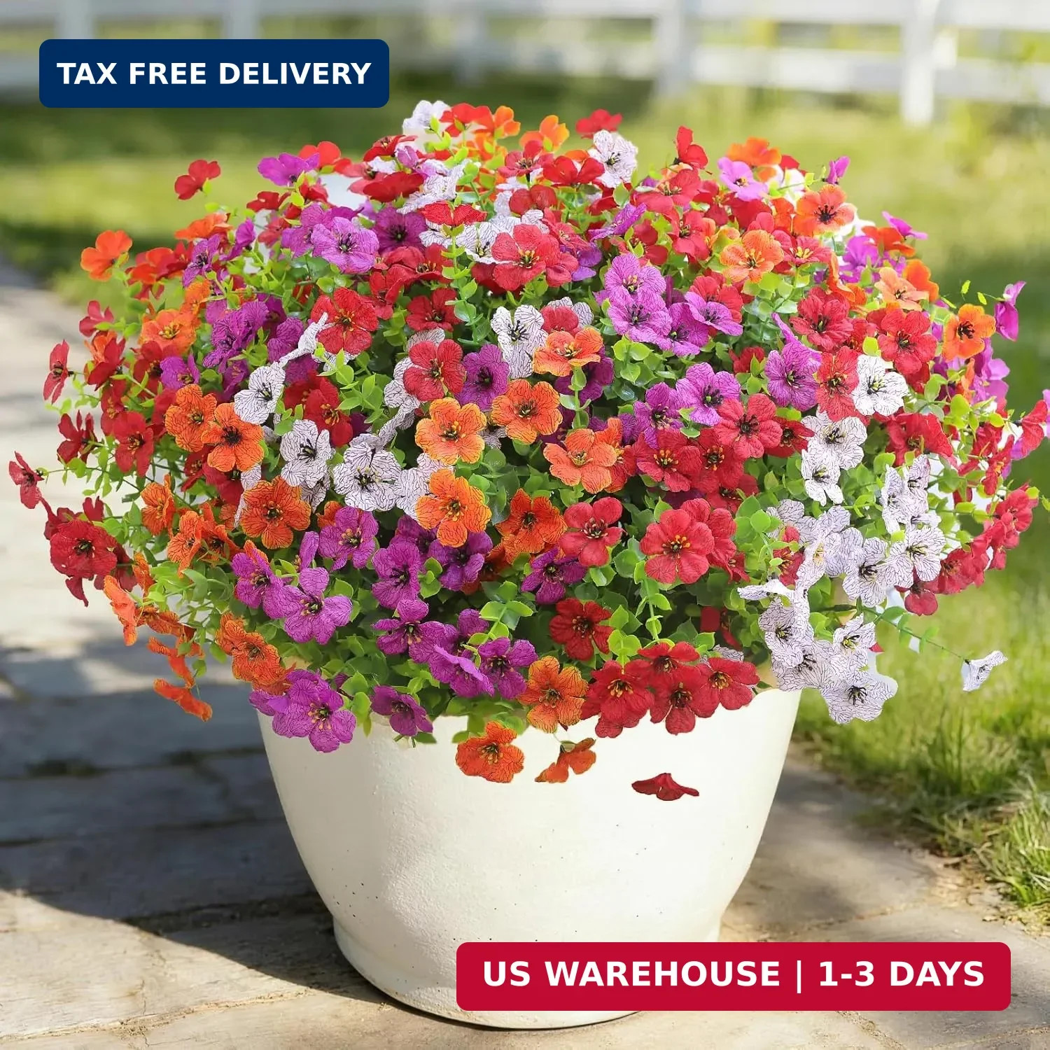 12 Bundles Artificial Flowers for Outdoors UV Resistant Fake Plants Silk Flowers