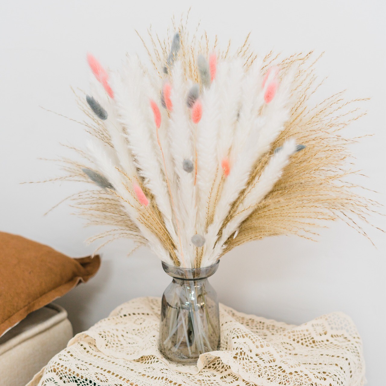 80 Pcs Natural Dried Pampas Grass Decor 17In for Mixed Floral Arrangement