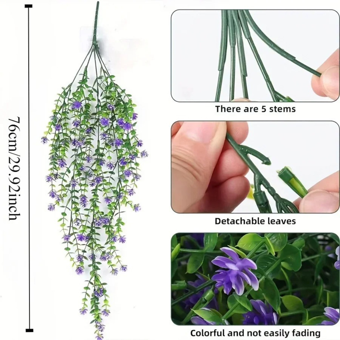 Artificial Hanging Plants 3 Pcs Faux Eucalyptus Vines Fake Outdoor UV Resistant