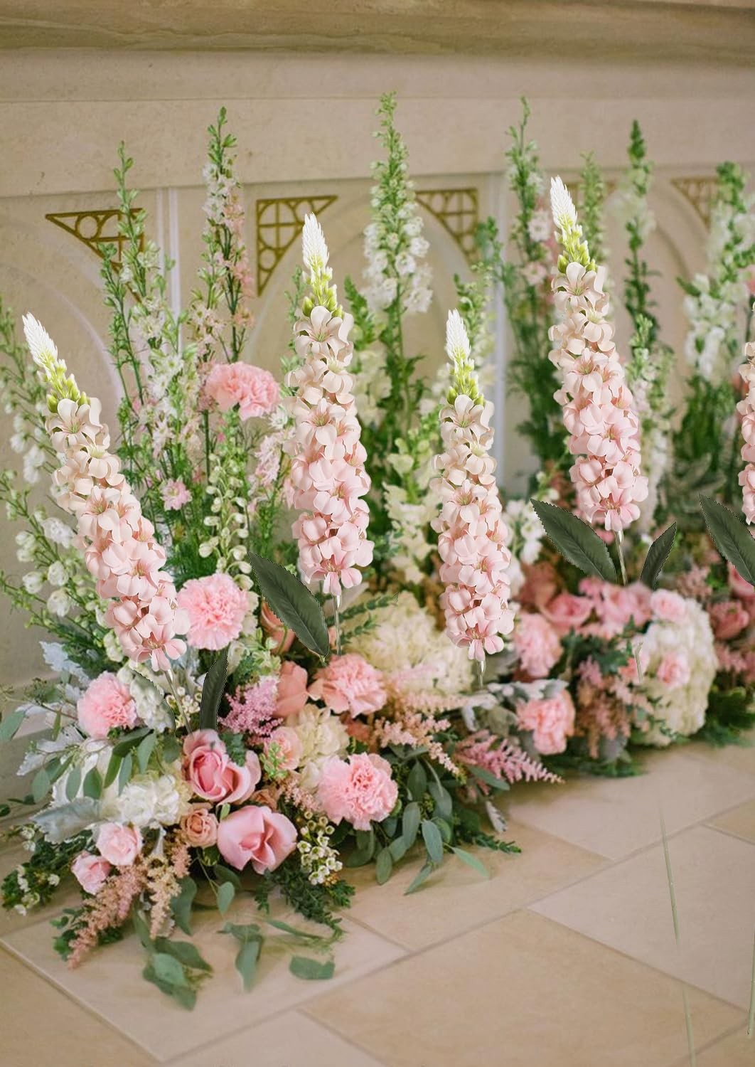8PCS Snapdragon Artificial Flowers Pink Delphinium Artificial Silk Flowers Lo…