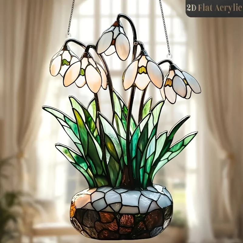 1Pcs 8In 2D Acrylic Colored Summer Plant Light-Collecting Device Flower Pot Wind
