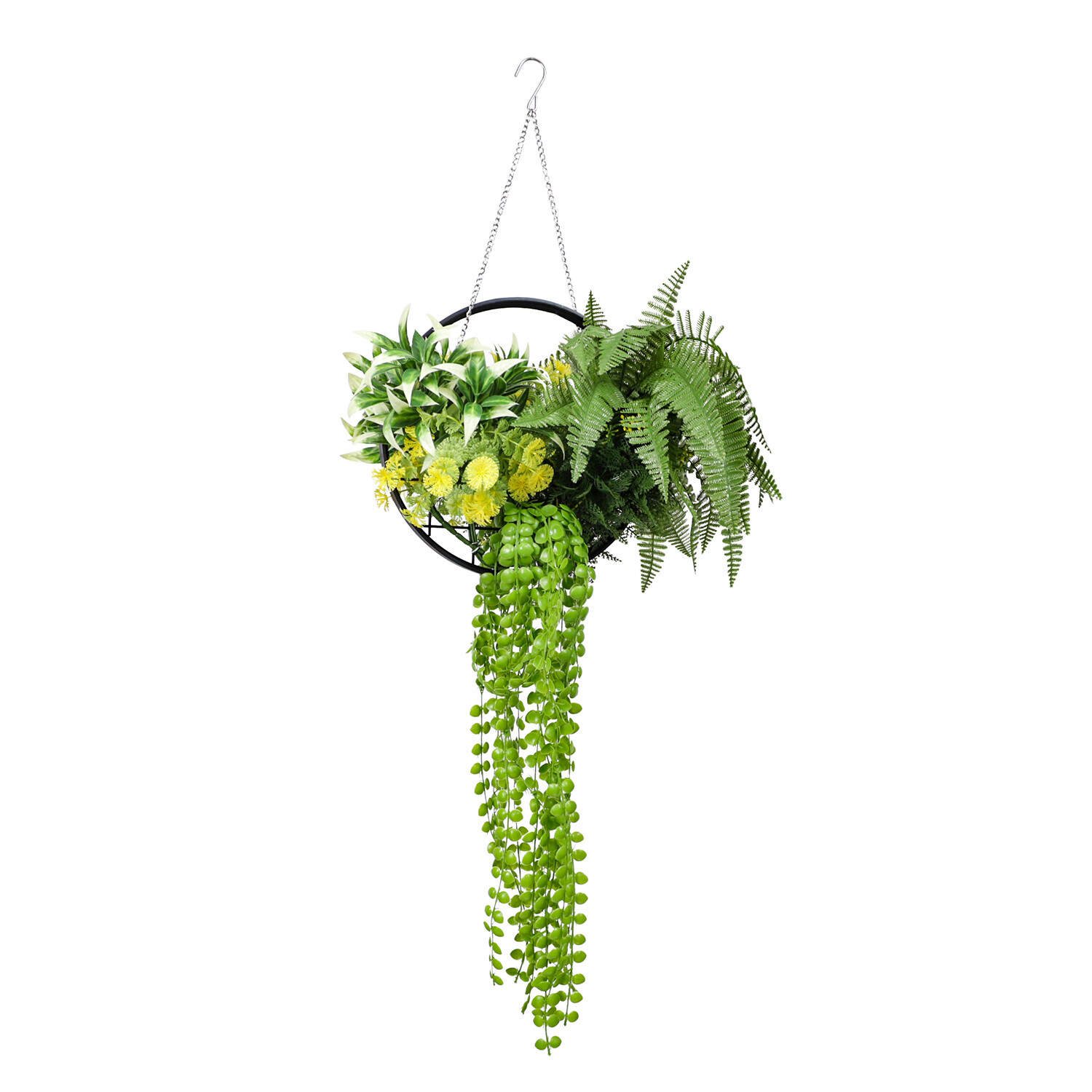 Artificial Hanging Fern Flower Grass Plants w/ Basket for Wall Home Office Decor