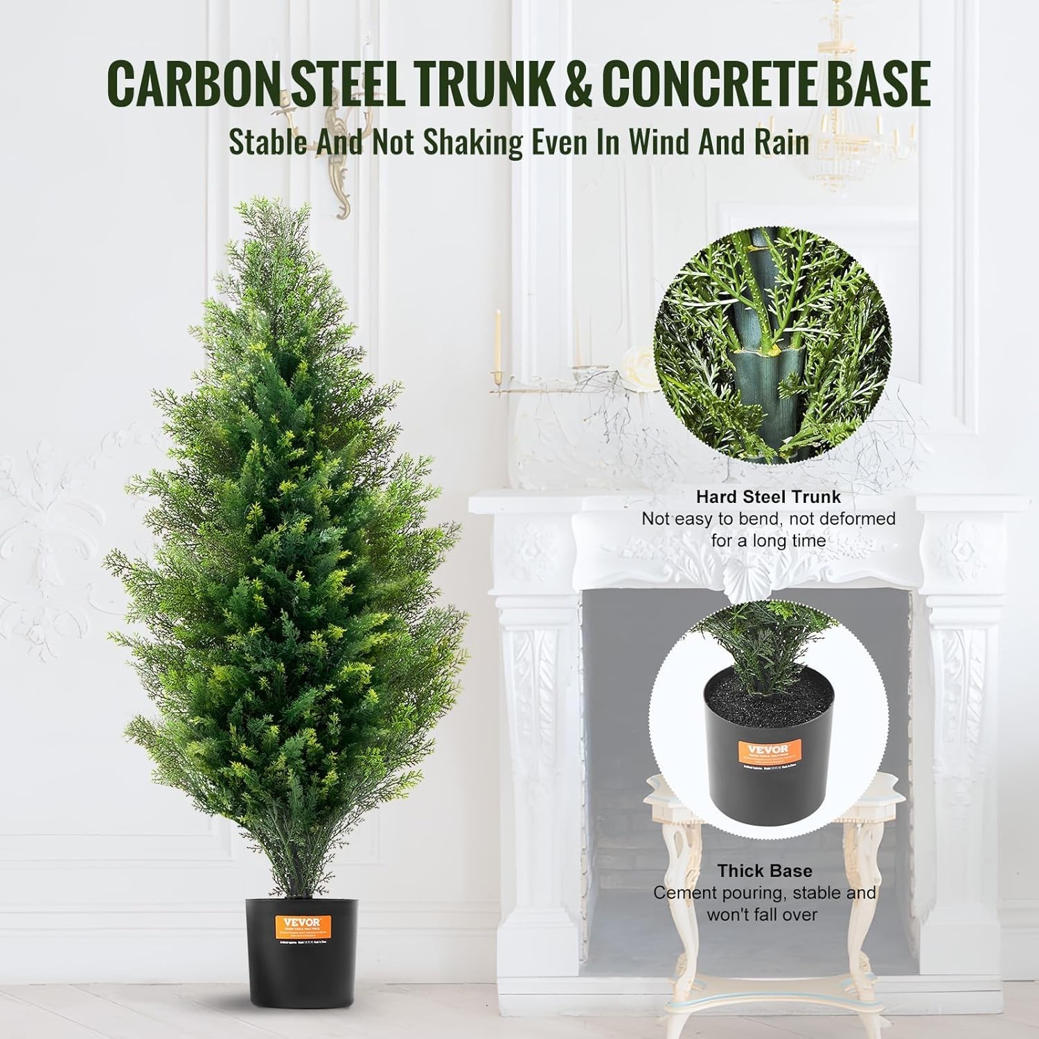 36-inch Faux Cedar Topiary Tree Set – -Round Indoor/Outdoor Plants – 2 Pack