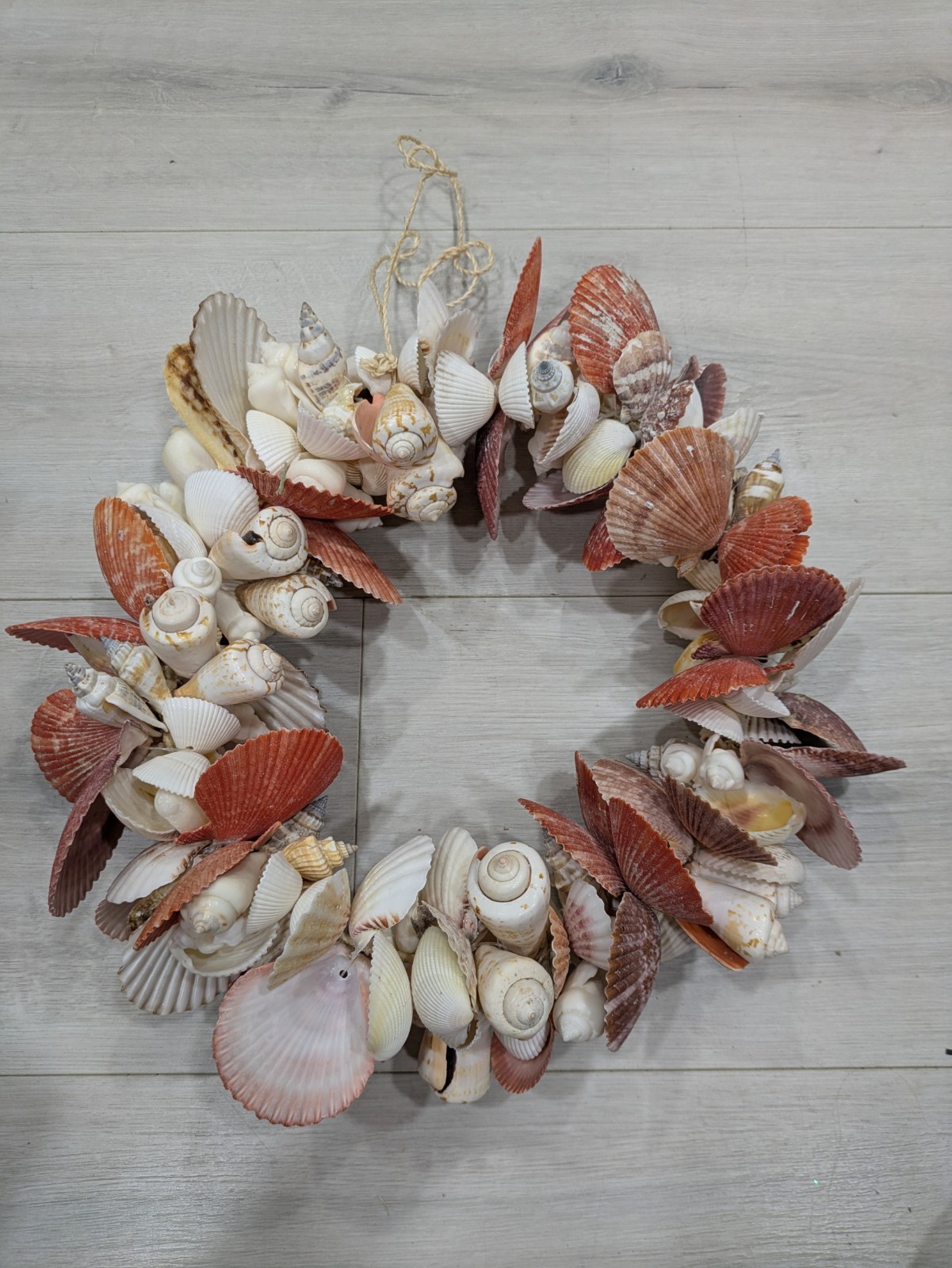 Seashell Door Wreath Beach Cottage Nautical Ocean Coastal Heavy 12″ w Starfish