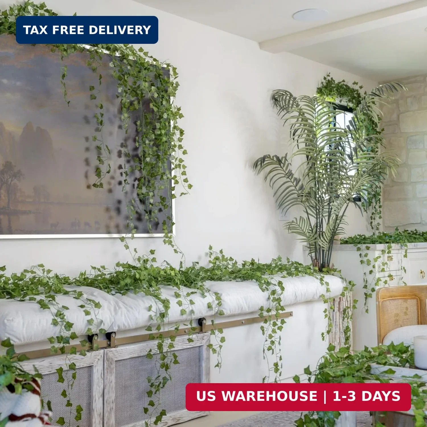 14 Pack 98Ft Artificial Ivy Garland, Fake Vines UV Resistant Greenery Leaves Fak