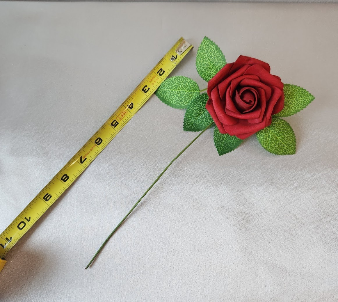 50pcs Artificial Flowers Foam Roses with Stems and 6 leaf pieces NEW