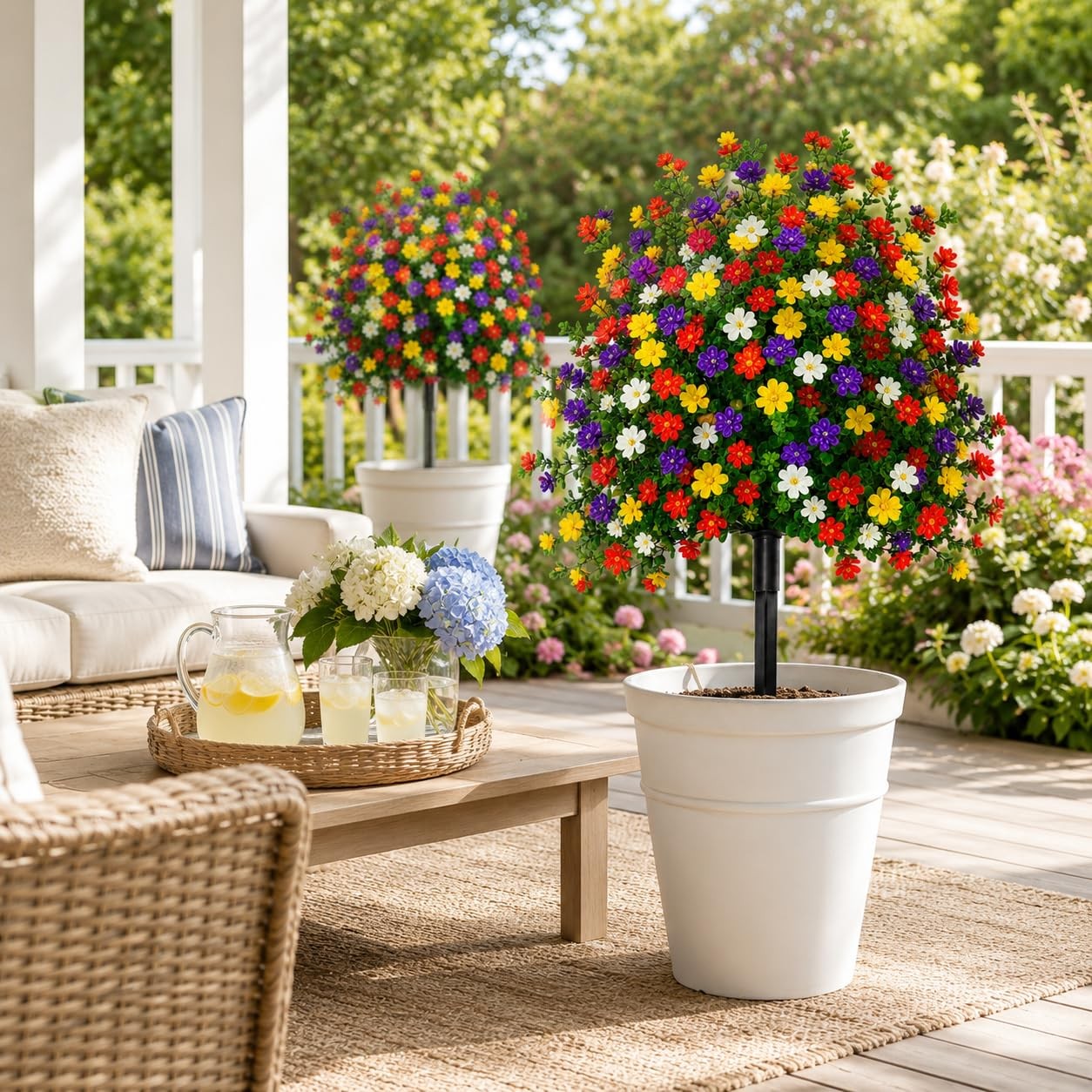 22″ Artificial Topiary Flowers, Artificial Flowers with Ground Stake, Artific…