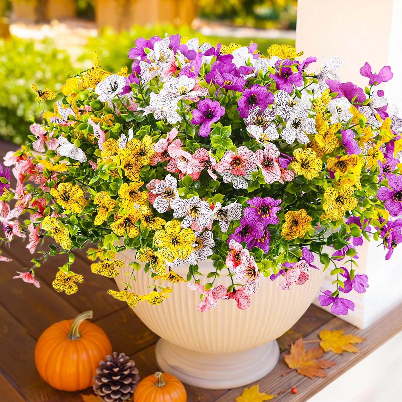 12 Bundles Outdoor Artificial Flowers for Home Decoration,Mixed Realistic Pla…