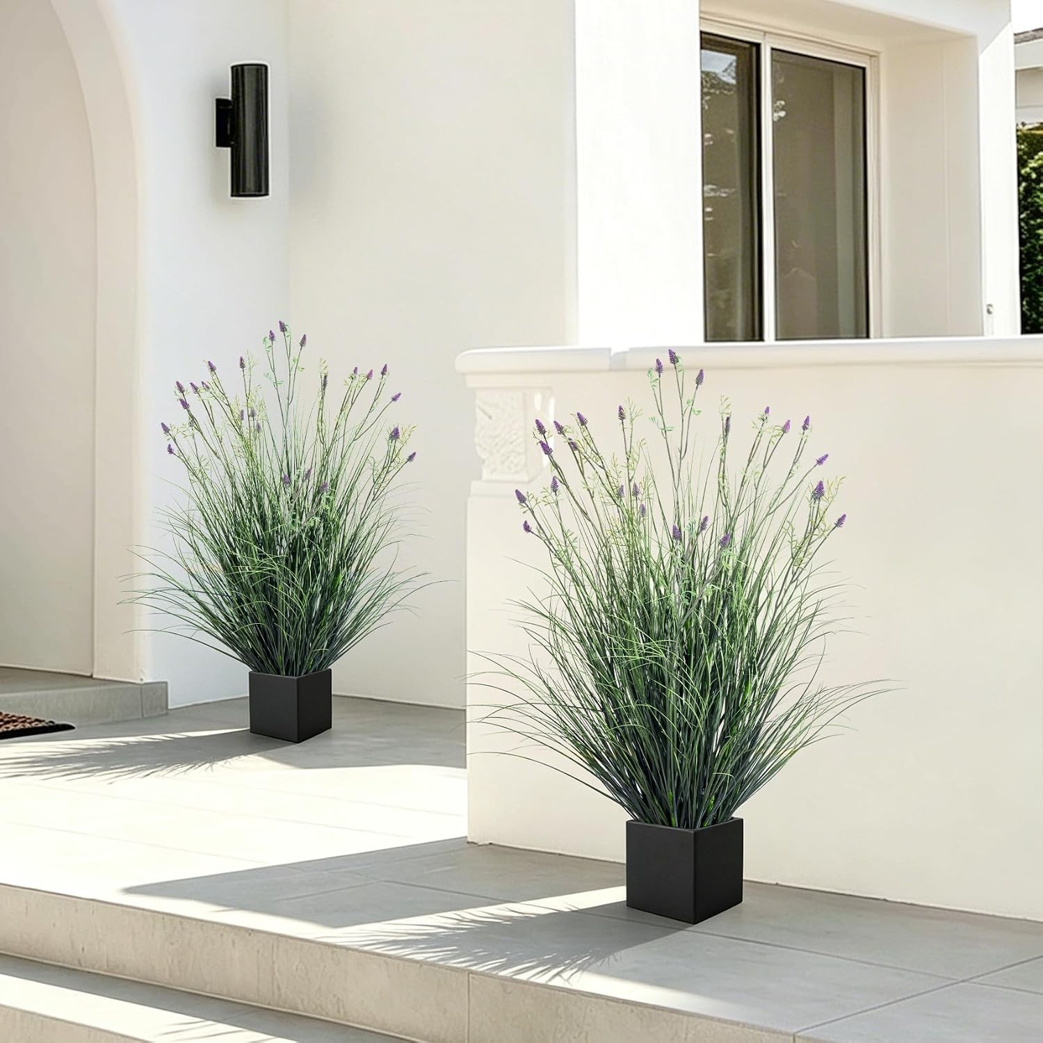 2 pack fake lavender faux plastic plantas synthetic pampas grass indoor outdoor