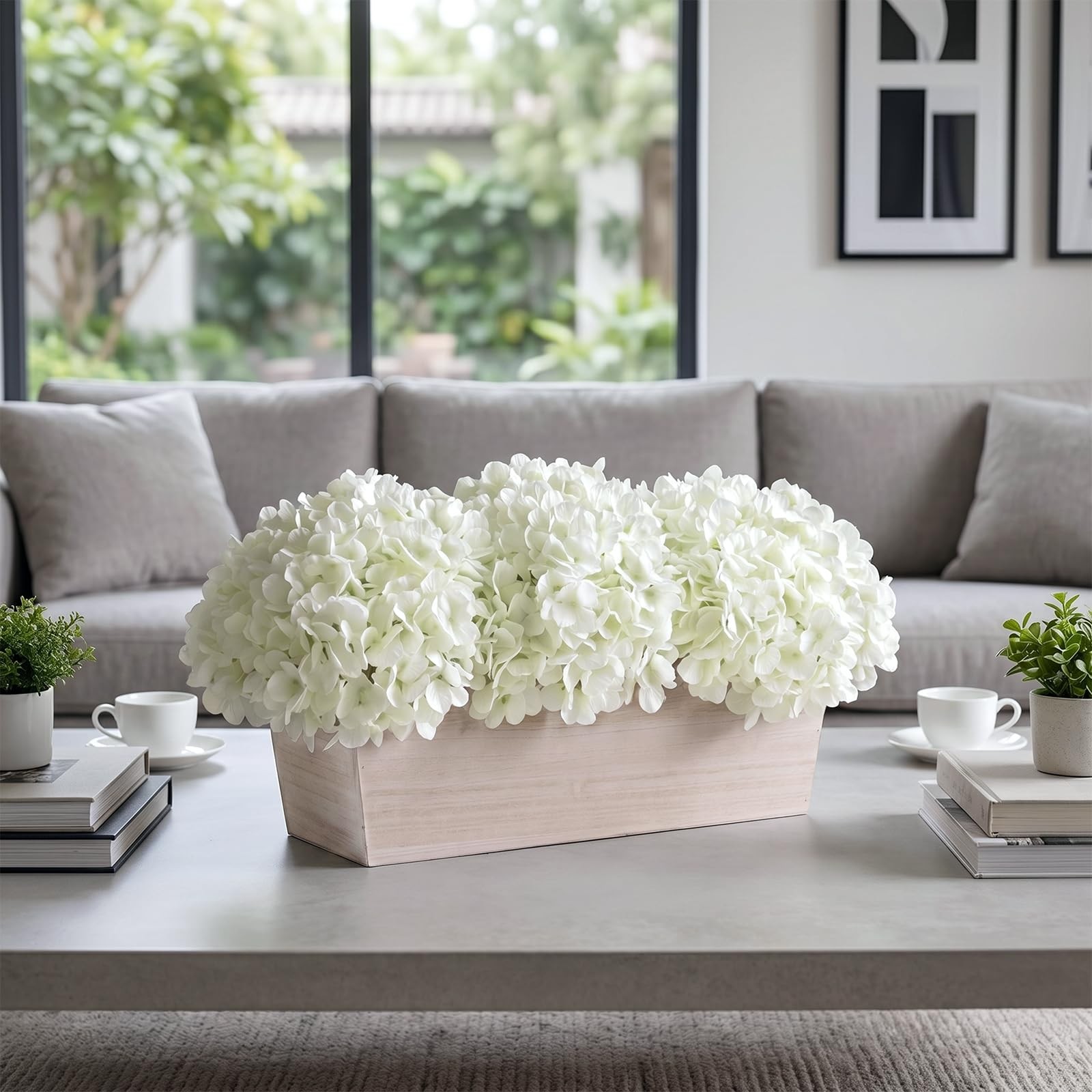 21″ Large Artificial Hydrangea Arrangement in Planter for Table Centerpiece, …