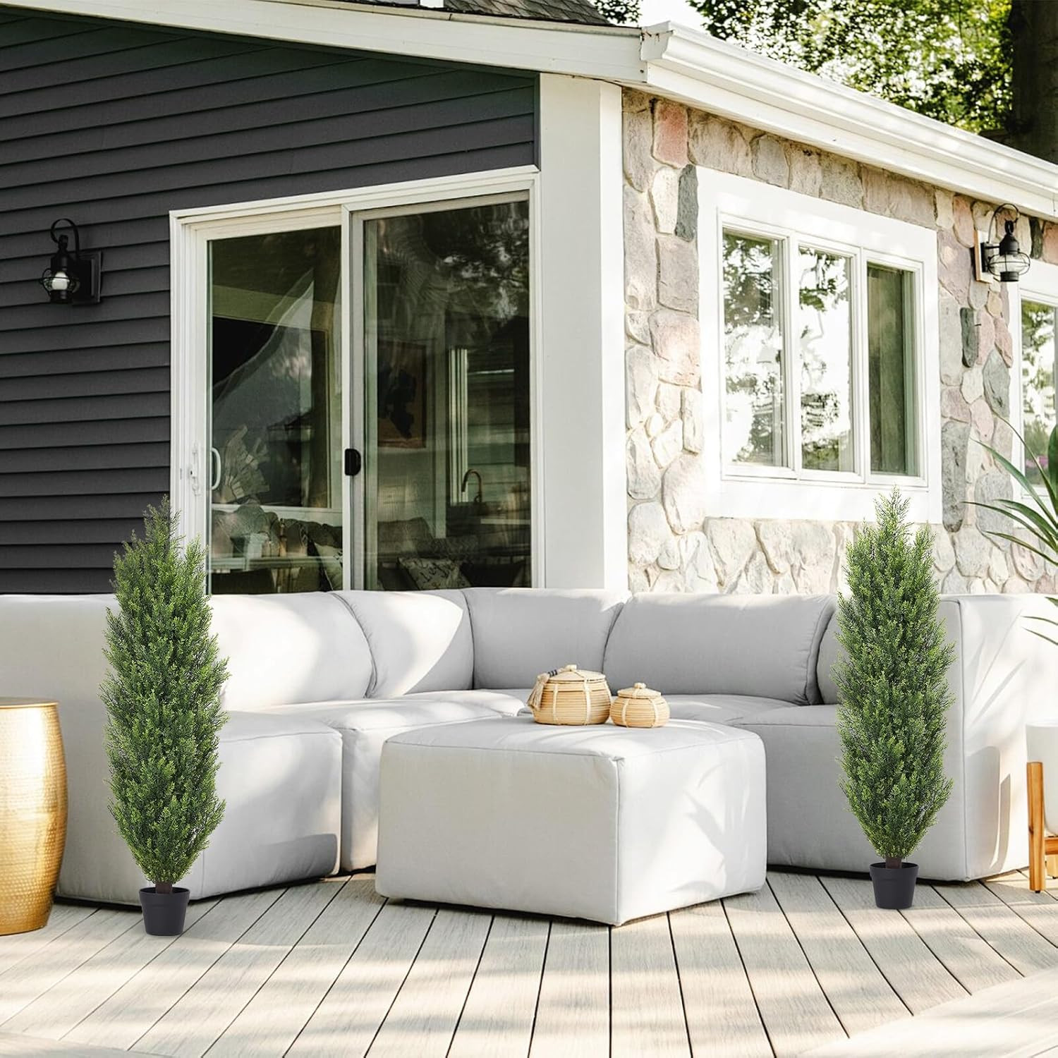 4FT UV Resistant Artificial Topiary Trees – Set of 2 for Outdoor Decor