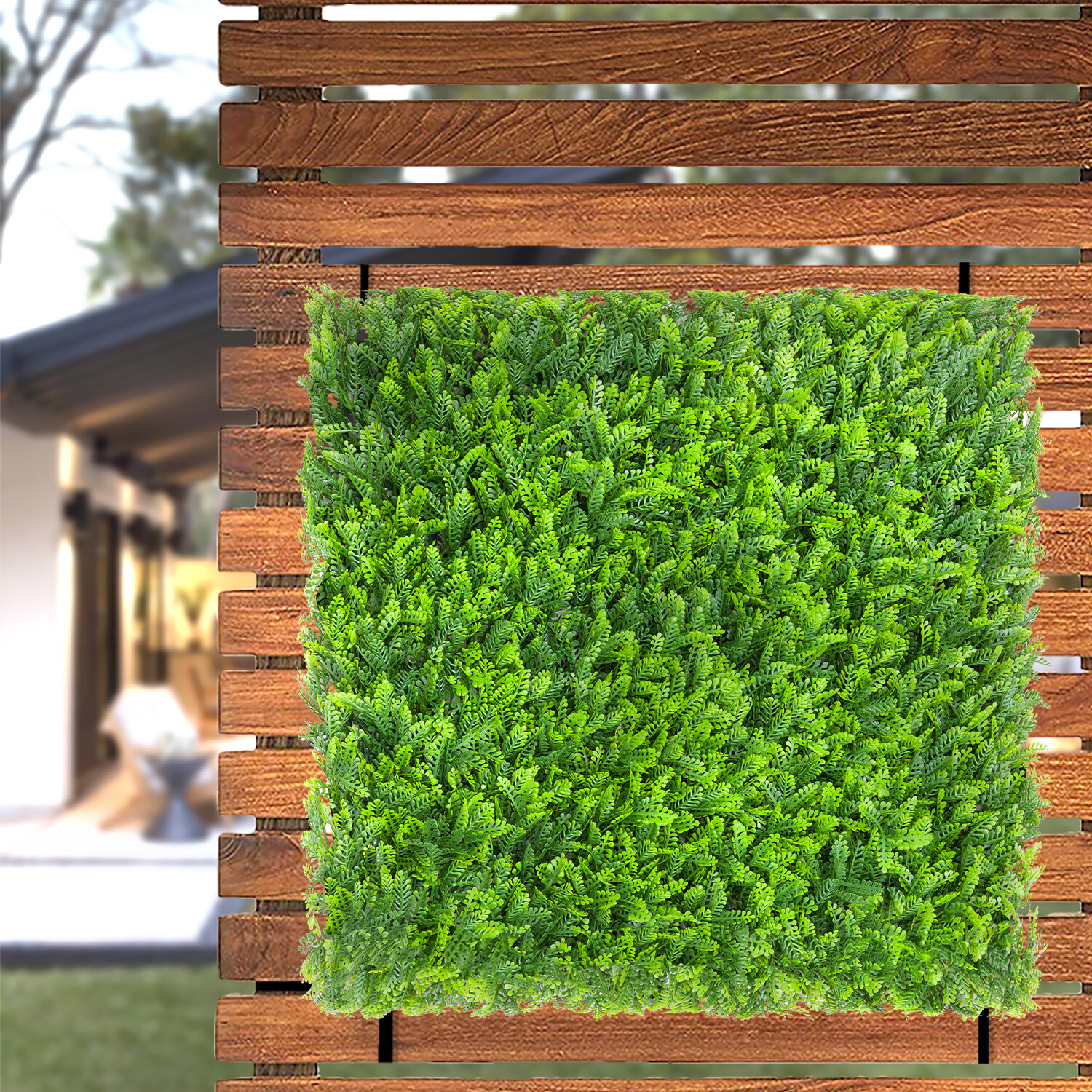 20×20″ Artificial Faux Greenery Mimosa Leaf Fence Screen Wall Decor Panel