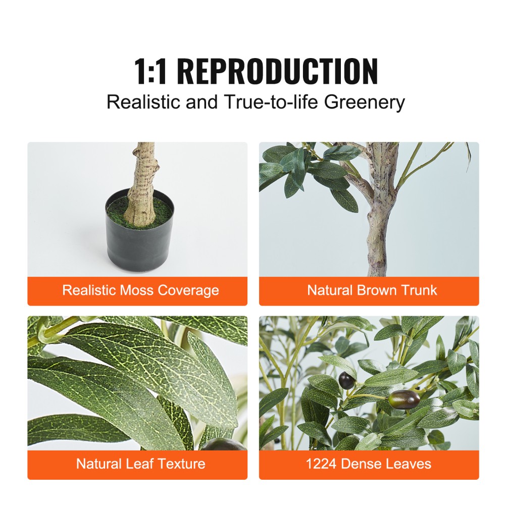6FT Faux Olive Tree Anti-Tip Potted Plant Low Maintenance Indoor Outdoor Decor